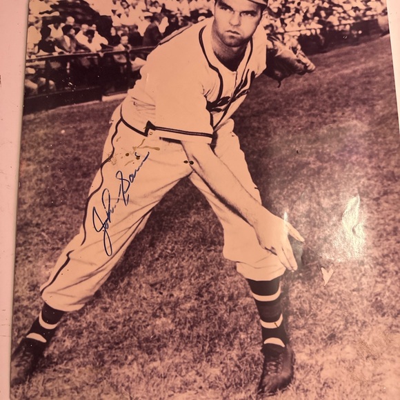 Johnny Sain black-and-white Kodak professional photo Signed